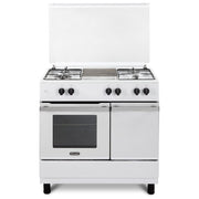 De'Longhi DL964GWB Cucina a Gas 90 cm 4 Fuochi Forno a Gas 80 L Classe A+ (86,9x90x60 cm) colore Bianco