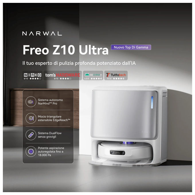 Narwal, Aspirapolvere Robot Freo Z10 Ultra, Bianco