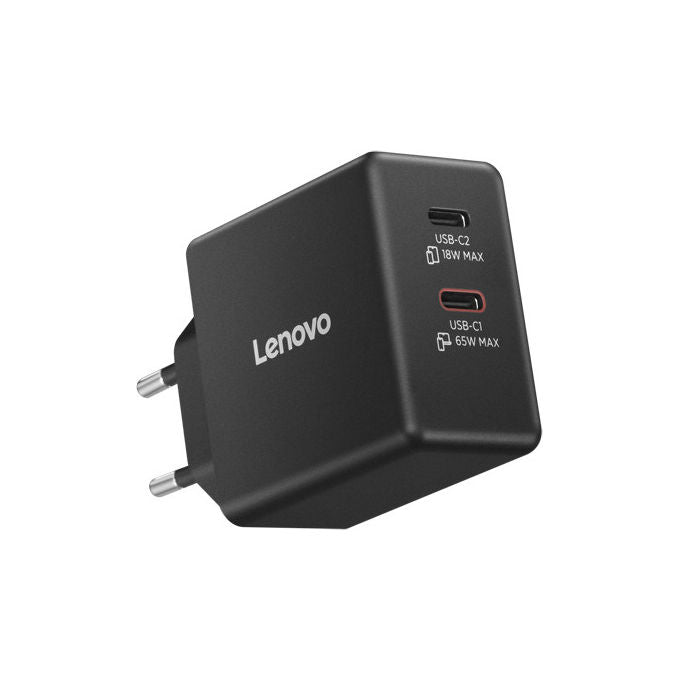 Lenovo Alimentatore Dual GaN 65W Universale Nero USB-C