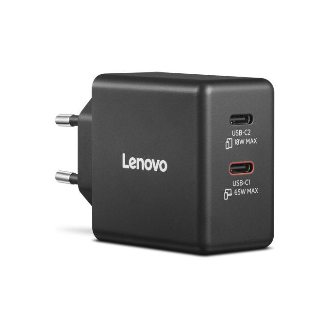 Lenovo Alimentatore Dual GaN 65W Universale Nero USB-C