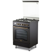 De'Longhi PEMA 664 CLSG Country Cucina a Gas e Elettrico 60x60 cm 4 Fuochi Forno Multifunzione 74 L Classe A colore Antracite