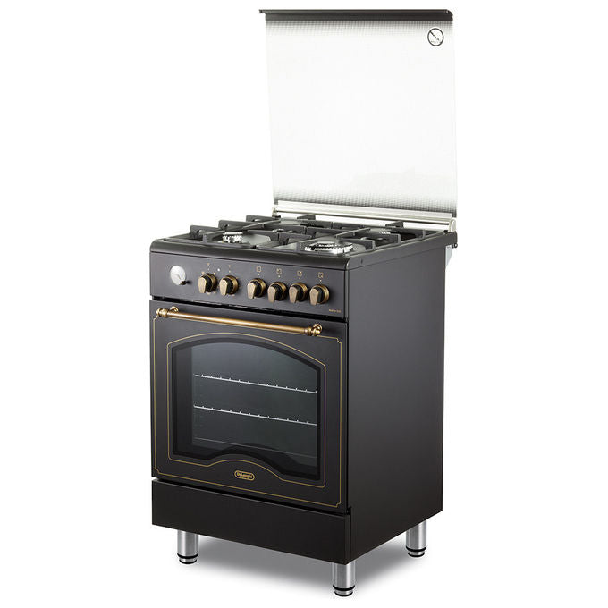 De'Longhi PEMA 664 CLSG Country Cucina a Gas e Elettrico 60x60 cm 4 Fuochi Forno Multifunzione 74 L Classe A colore Antracite