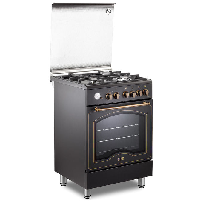 De'Longhi PEMA 664 CLSG Country Cucina a Gas e Elettrico 60x60 cm 4 Fuochi Forno Multifunzione 74 L Classe A colore Antracite