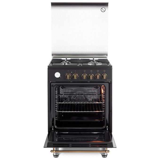 De'Longhi PEMA 664 CLSG Country Cucina a Gas e Elettrico 60x60 cm 4 Fuochi Forno Multifunzione 74 L Classe A colore Antracite