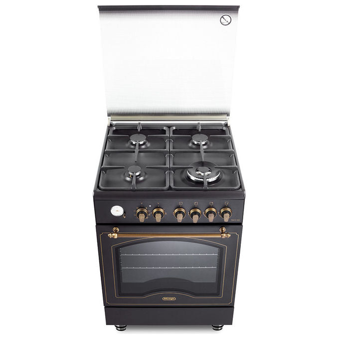 De'Longhi PEMA 664 CLSG Country Cucina a Gas e Elettrico 60x60 cm 4 Fuochi Forno Multifunzione 74 L Classe A colore Antracite