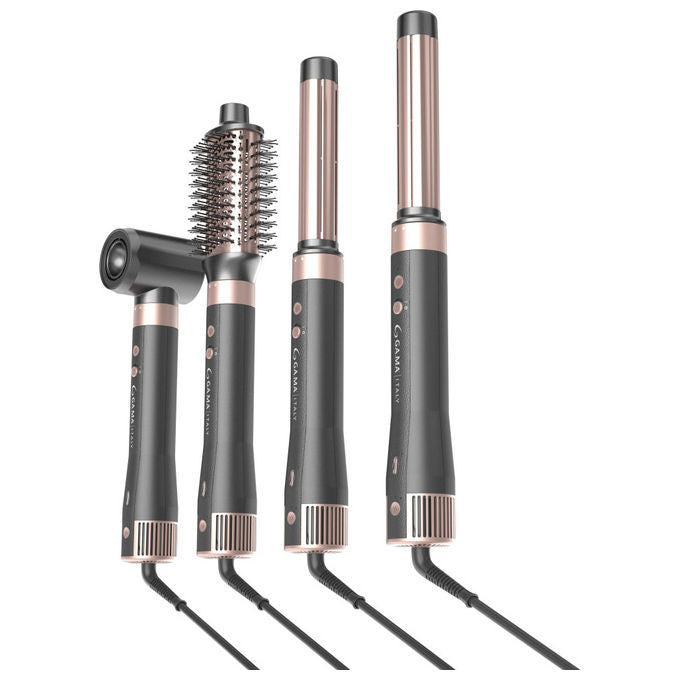 Ga.ma GH0113 UniQ Aura Asciugacapelli Multistyler 4 in 1 1500W Motore Brushless 100.000 rpm Tecnologia Coanda Tormalina Autopulizia colore Grigio Rosa