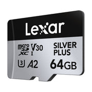 Lexar MicroSDXC 64GB Velocita' 205MB-s Classe 3 Silver Plus
