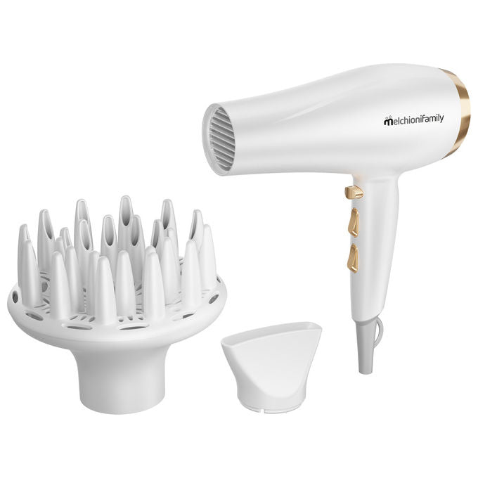 Melchioni Asciugacapelli 2200 W Bianco Con Concentratore e Diffusore