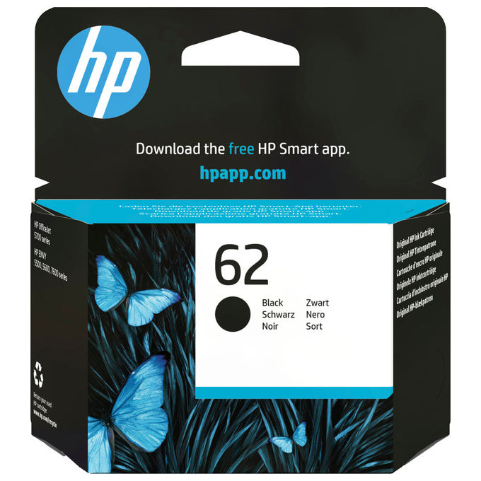 HP, Cartuccia Inchiostro Nero 62, Originale, Standard, 4 ml