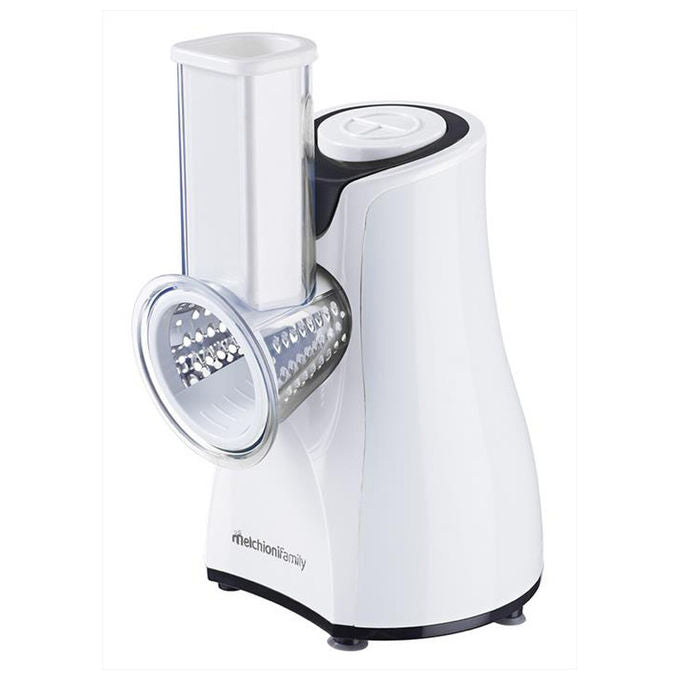 Melchioni Family 118420215 Reggiana Grattugia Elettrica 300W 250 ml contenitore con coperchio colore Bianco