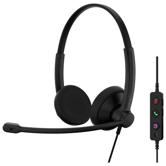 Epos, Cuffie da Ufficio Cablate, USB-C USB-A, con Microfono, Nero