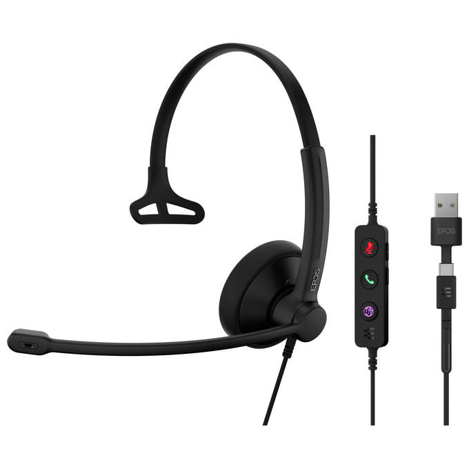 EPOS, Cuffie Monoaurale USB-C-A, Impact 100 MS, Nero, Archetto