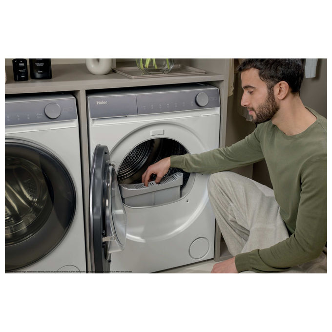 Haier HD90-A367U1-IT X Series 7 Asciugatrice Pompa di Calore 9 Kg Classe A Wi-Fi AI PowerInverter (84,5x59,5x69 cm) colore Bianco