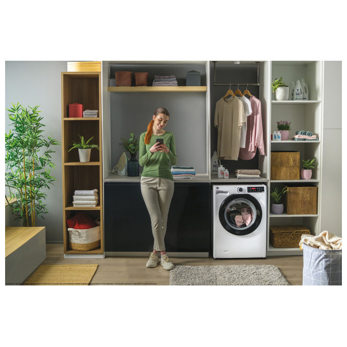 Hoover H3DPS 4646TAB6-S H-WashandDry 350 Lavasciuga Slim 6-4 Kg 1400 rpm Classe A Inverter Vapore Wi-Fi (85x60x45 cm) colore Bianco