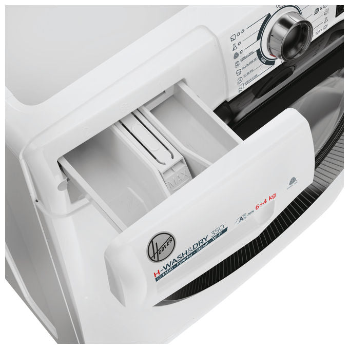Hoover H3DPS 4646TAB6-S H-WashandDry 350 Lavasciuga Slim 6-4 Kg 1400 rpm Classe A Inverter Vapore Wi-Fi (85x60x45 cm) colore Bianco