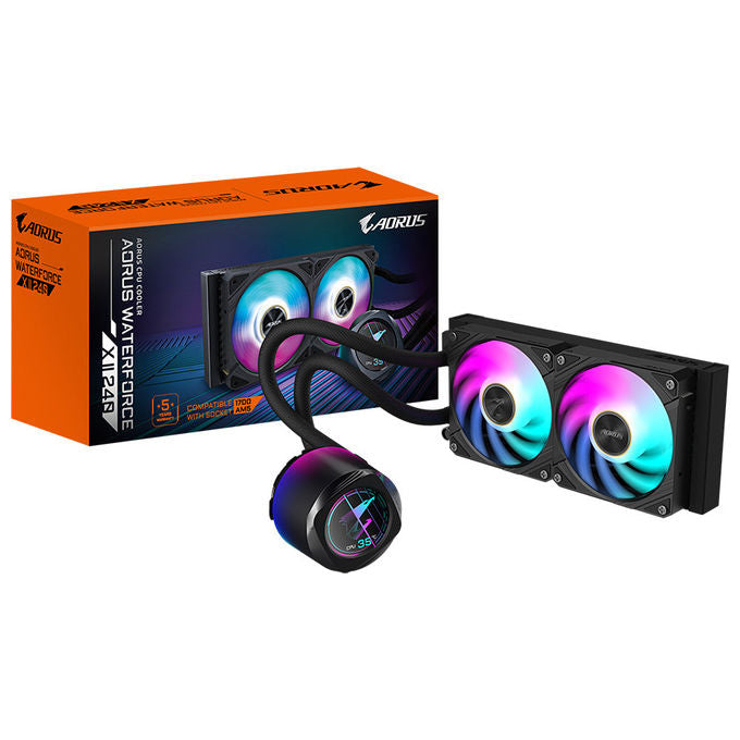 Gigabyte, Aorus Waterforce X II 240, Raffreddamento Liquido a AIO, 2 Ventole ARGB 120mm, Compatibile Intel LGA 1851-AMD AM5