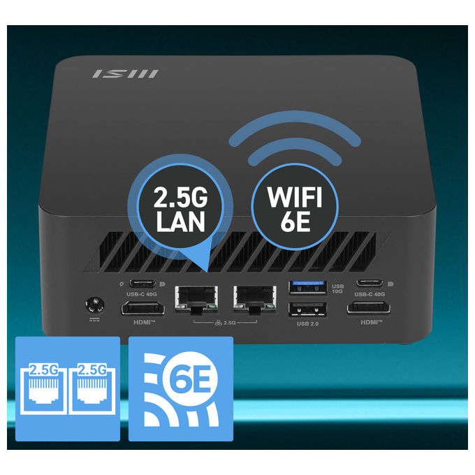 MSI CUBI Z AI 8M-006BEU Mini PC Barebone AMD Ryzen 7 8845HS Wi-Fi 6E RAM DDR5 64 GB colore Nero