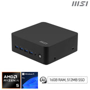 Msi, Mini PC Cubi Z AI 8M R5 8645HS, 16GB DDR5, 512GB SSD, Windows 11 Pro, Nero