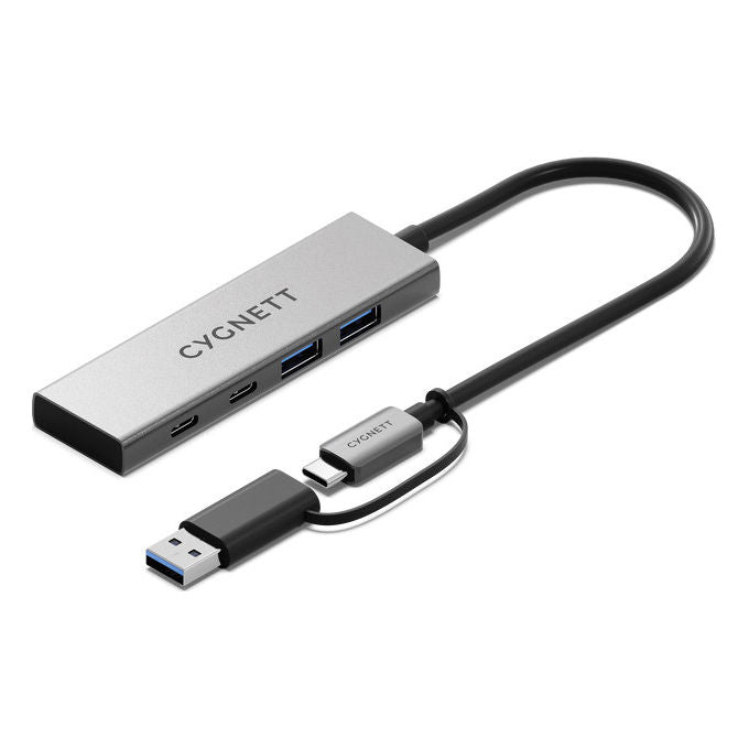 Cygnett Hub USB-C a USB-A 3.2 Gen 2 4 Porte Grigio Alluminio