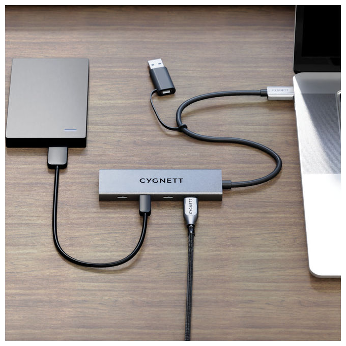 Cygnett Unite Hub USB-C a USB-C 4 in 1 Alluminio