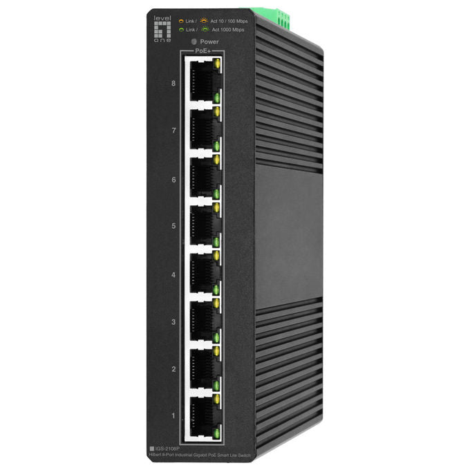 LevelOne, Switch di Rete Gestito Gigabit Ethernet PoE, Serie IGS-2108P, Nero