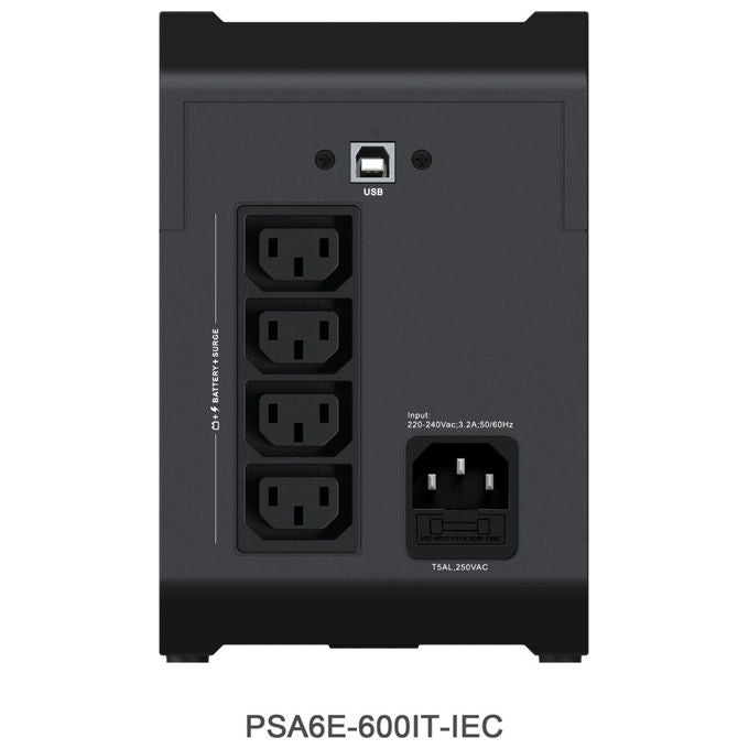 Vertiv PSA6E-600IT-IEC, Gruppo di Continuita', 0.6 kVA, 315 W, Linea Interattiva, Nero