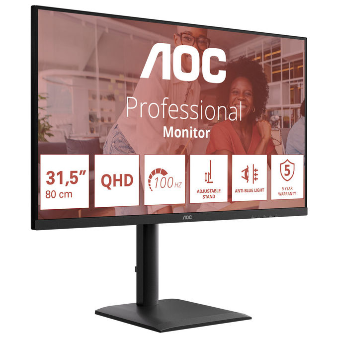 Aoc, Monitor Pc 31.5'' QHD, 2560 x 1440, Led Nero