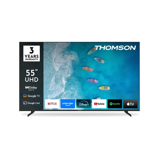 Thomson, TV 55'', Google TV 4K UHD, Nero, Frameless