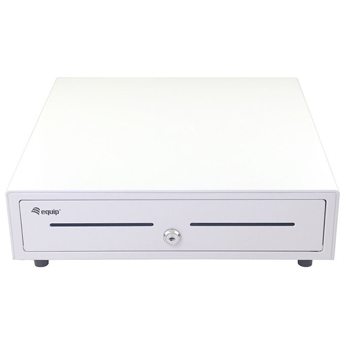 Equip Cassetto Registratore di Cassa Manuale Automatico 4 Scomparti Banconote 8 Slot Monete Bianco