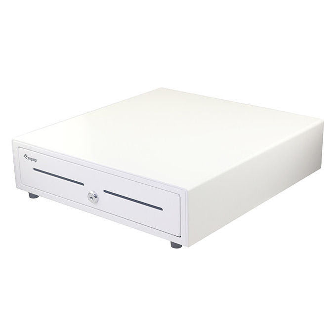 Equip Cassetto Registratore di Cassa Manuale Automatico 4 Scomparti Banconote 8 Slot Monete Bianco