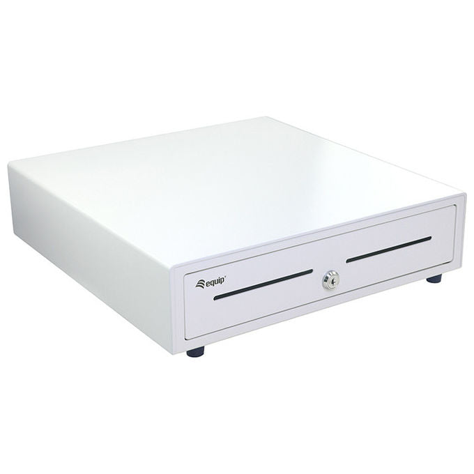Equip Cassetto Registratore di Cassa Manuale Automatico 4 Scomparti Banconote 8 Slot Monete Bianco