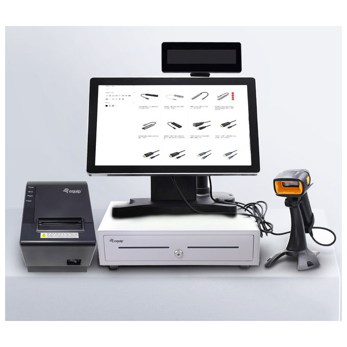 Equip Cassetto Registratore di Cassa Manuale Automatico 4 Scomparti Banconote 8 Slot Monete Bianco