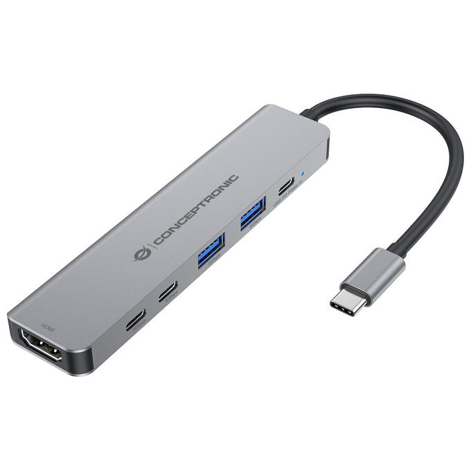 Conceptronic Docking Station USB 3.2 Gen 1 Type-C 6-in-1 Argento
