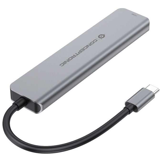 Conceptronic Docking Station USB 3.2 Gen 1 Type-C 6-in-1 Argento