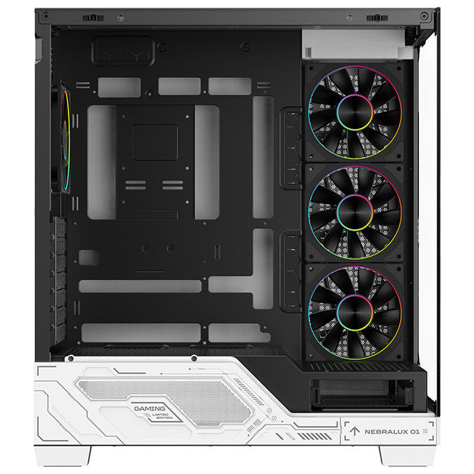 Itek Case PC Gaming Tower ATX Nebralux 01 Bianco-Nero Vetro Temperato ARGB
