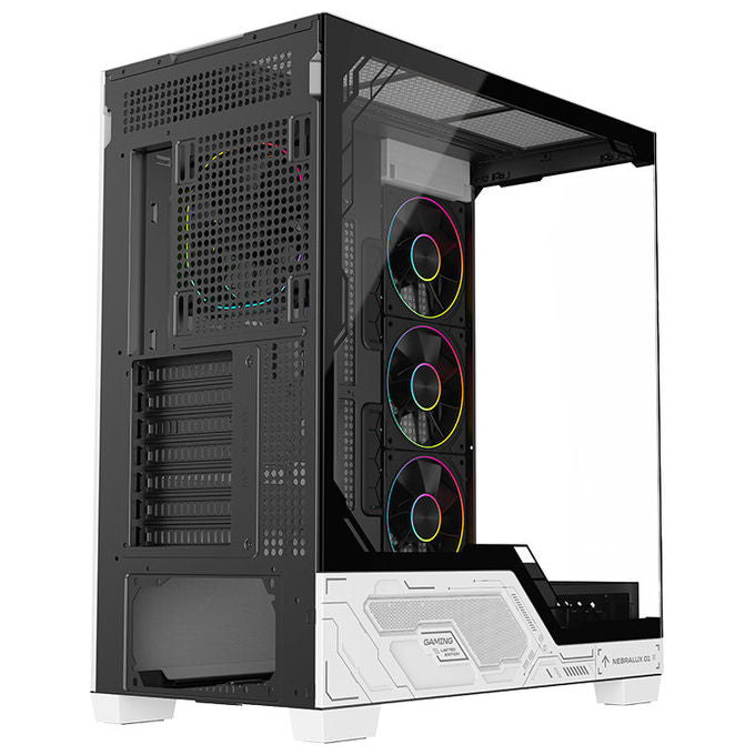 Itek Case PC Gaming Tower ATX Nebralux 01 Bianco-Nero Vetro Temperato ARGB