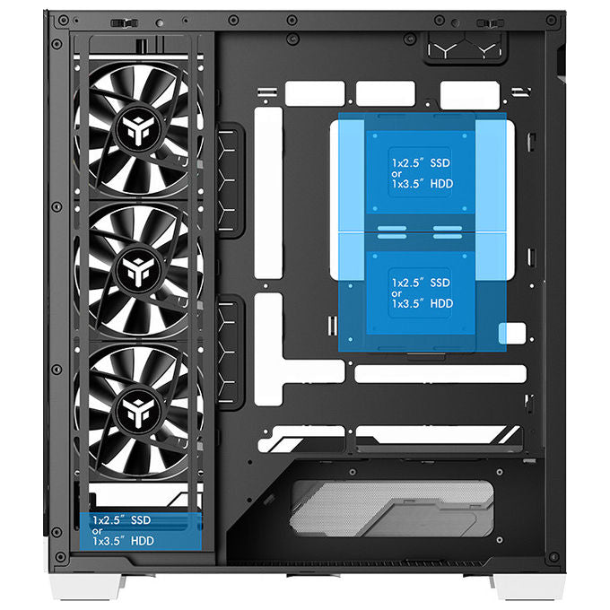 Itek Case PC Gaming Tower ATX Nebralux 01 Bianco-Nero Vetro Temperato ARGB