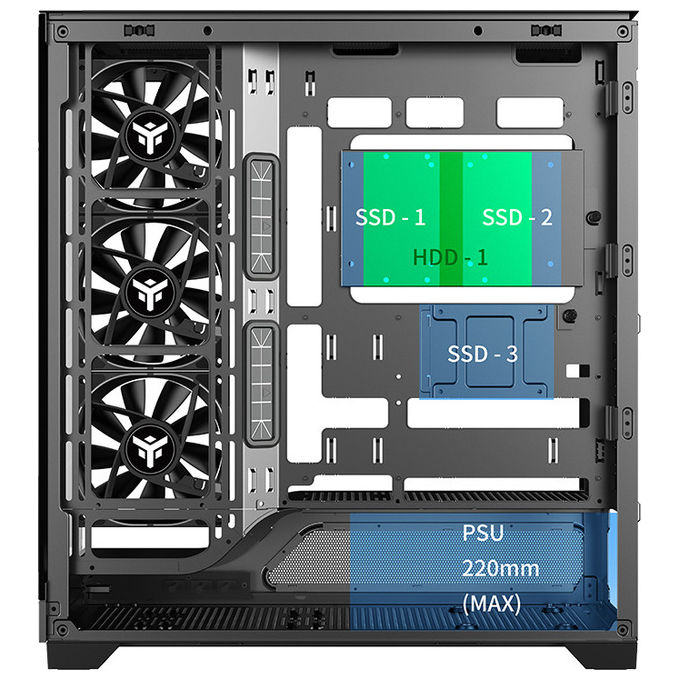 Itek Showbui Wave 82B, Case Tower, Nero, Gaming, ATX