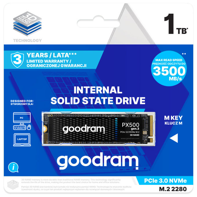 Goodram SSD 1 TB M.2 NVMe PCIe Gen 3x4 PX500