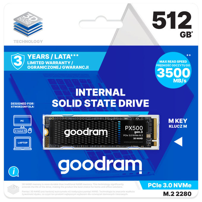 Goodram SSD 512 GB M.2 PCIe NVMe Gen.3 PX500 3D NAND