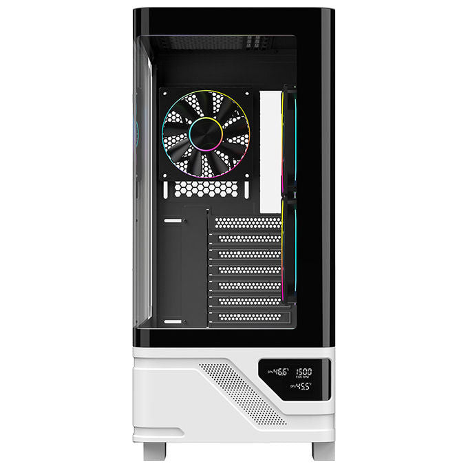 Itek ITGCANTC01 Netron Curved Case PC Tower ATX Gaming Vetro Temperato 3 Ventole ARGB Display USB Type-C colore Bianco Nero
