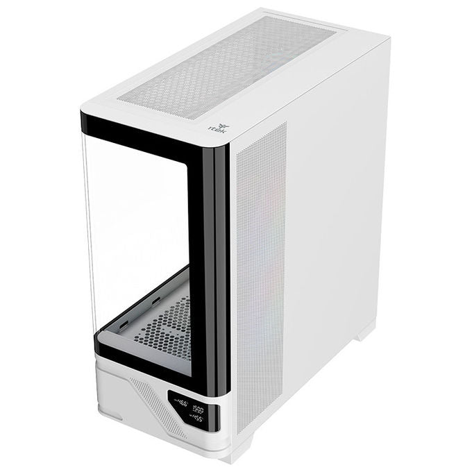 Itek ITGCANTC01 Netron Curved Case PC Tower ATX Gaming Vetro Temperato 3 Ventole ARGB Display USB Type-C colore Bianco Nero