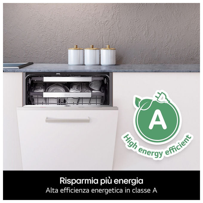 LG DB375TXS QuadWash Lavastoviglie Incasso 14 coperti Classe A 44 dB Wi-Fi TrueSteam (82x60x55 cm) colore Argento