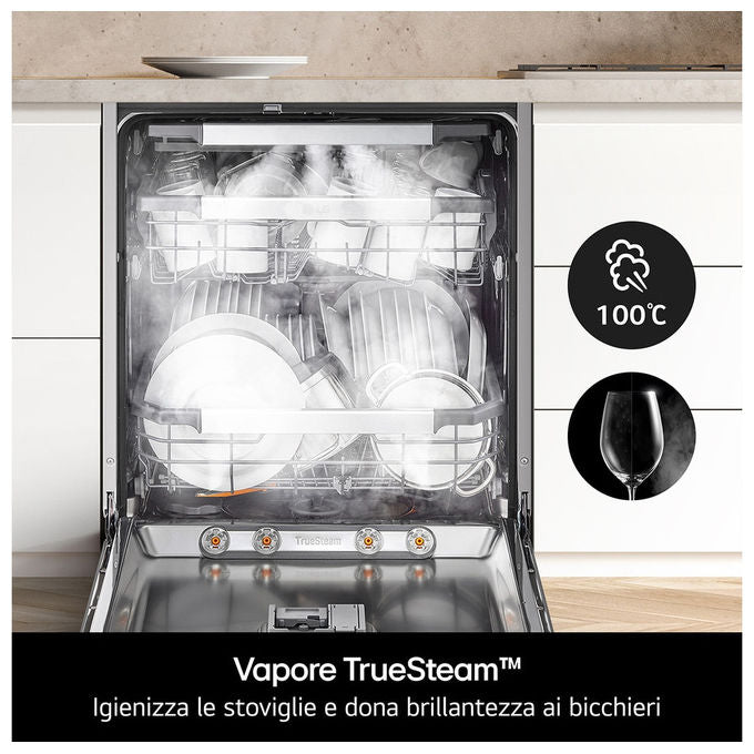 LG DB375TXS QuadWash Lavastoviglie Incasso 14 coperti Classe A 44 dB Wi-Fi TrueSteam (82x60x55 cm) colore Argento