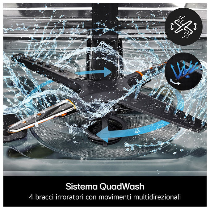LG DB375TXS QuadWash Lavastoviglie Incasso 14 coperti Classe A 44 dB Wi-Fi TrueSteam (82x60x55 cm) colore Argento