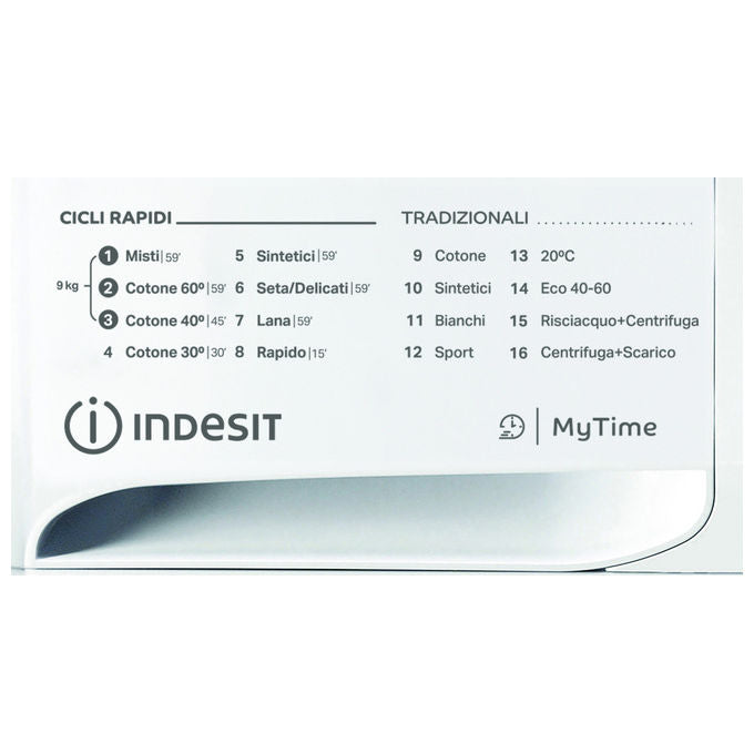 Indesit MTWC 91296 W IT Lavatrice Carica Frontale 9 Kg 1200 rpm Classe A Motore Inverter 16 Programmi (85x59,5x60,5 cm) colore Bianco