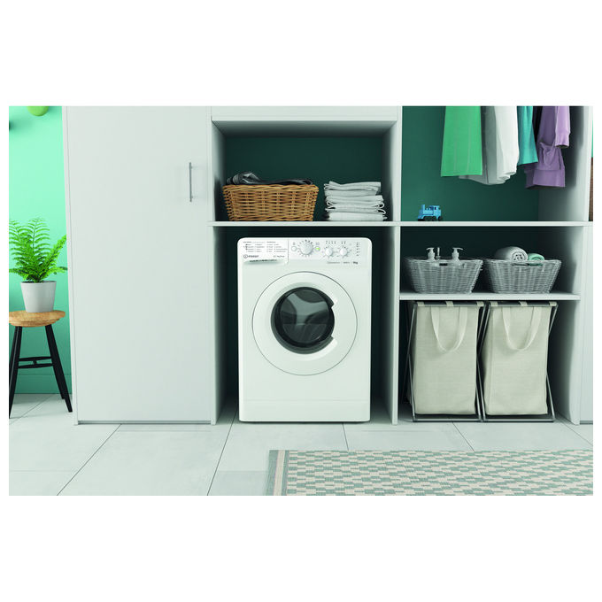Indesit MTWC 91296 W IT Lavatrice Carica Frontale 9 Kg 1200 rpm Classe A Motore Inverter 16 Programmi (85x59,5x60,5 cm) colore Bianco
