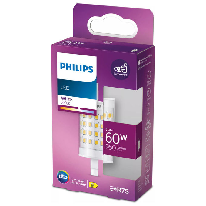 Philips, Faretto LED, 60W Equivalenti, R7S, 78mm, Bianco Caldo