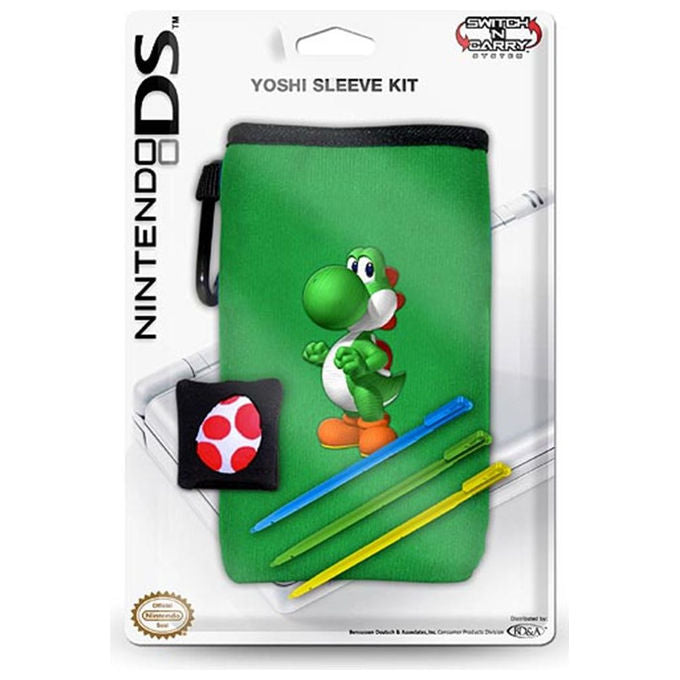 BDandA, Kit Custodia, Yoshi Style, Include Pennini e Panno per Nintendo DS Lite