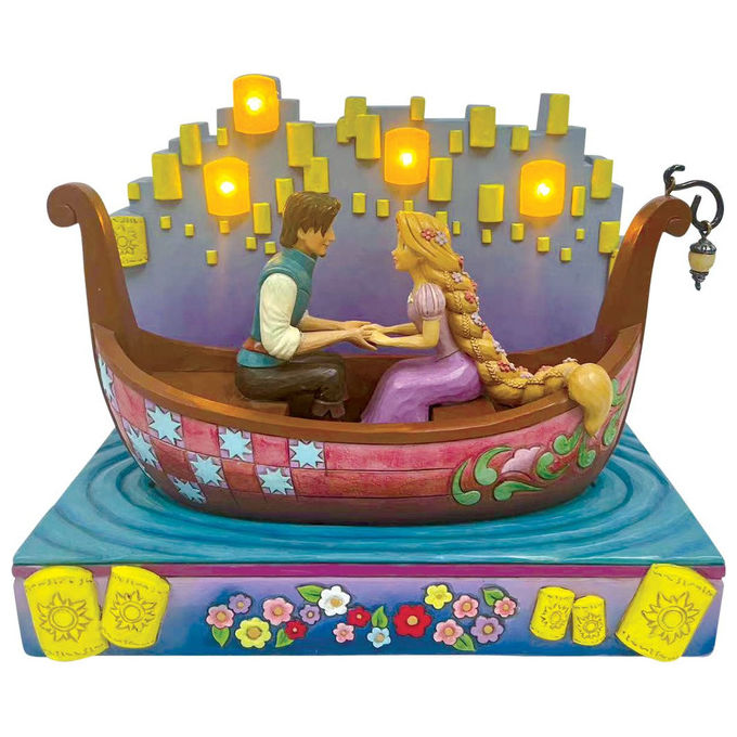 Enesco, Rapunzel Barca con Lanterne LED, Disney Traditions, Statuetta da Collezione, Resina